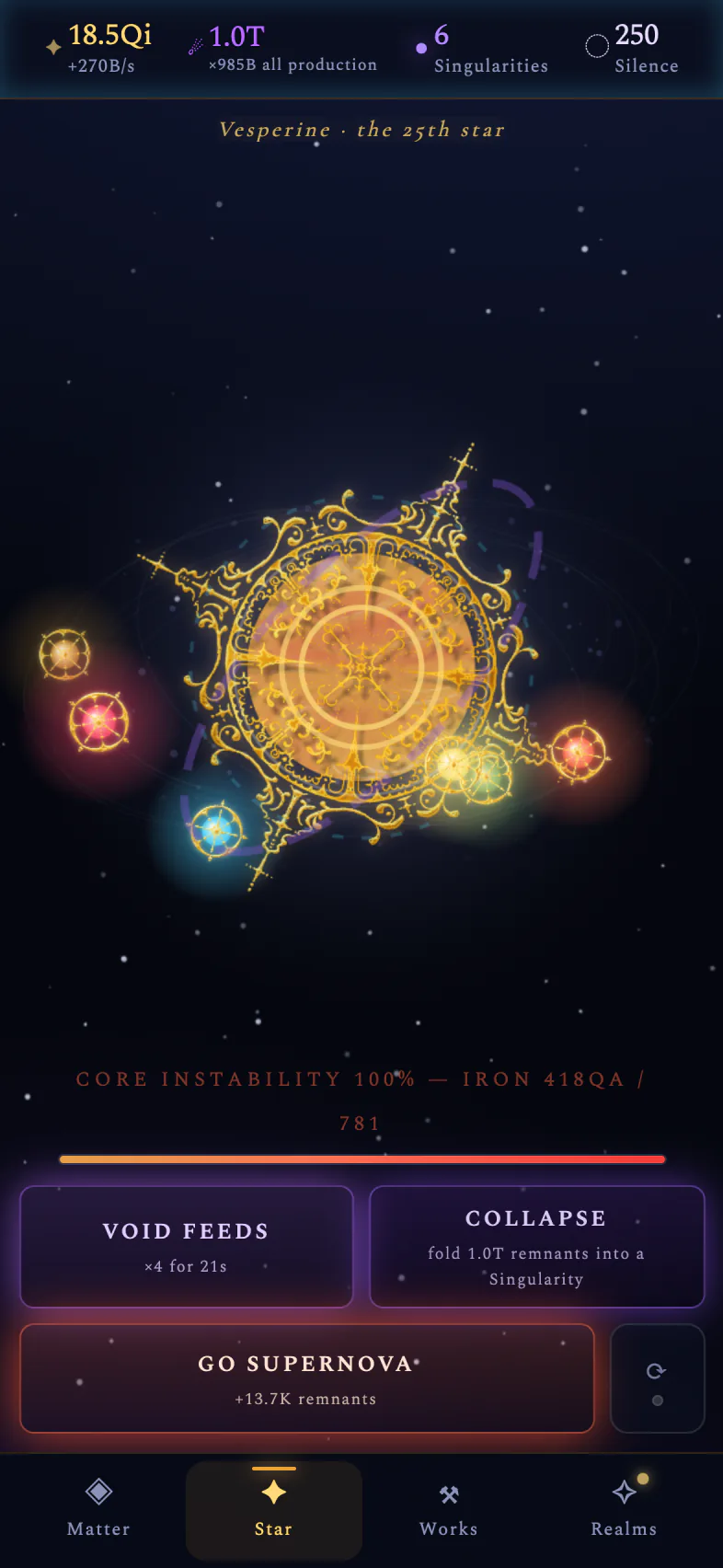 The star screen — fusion, instability and the supernova button
